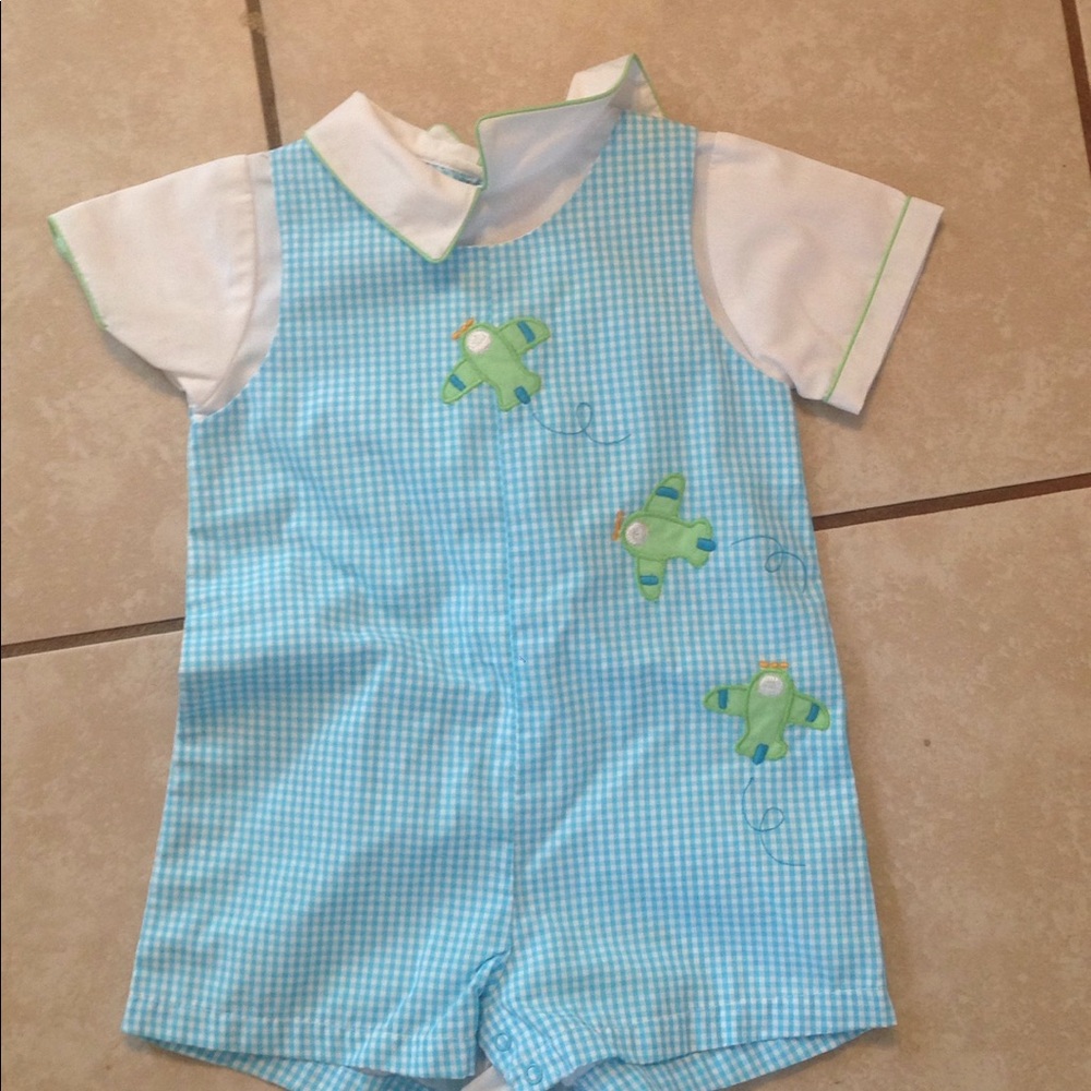 Boys blue white outfit size 3 months